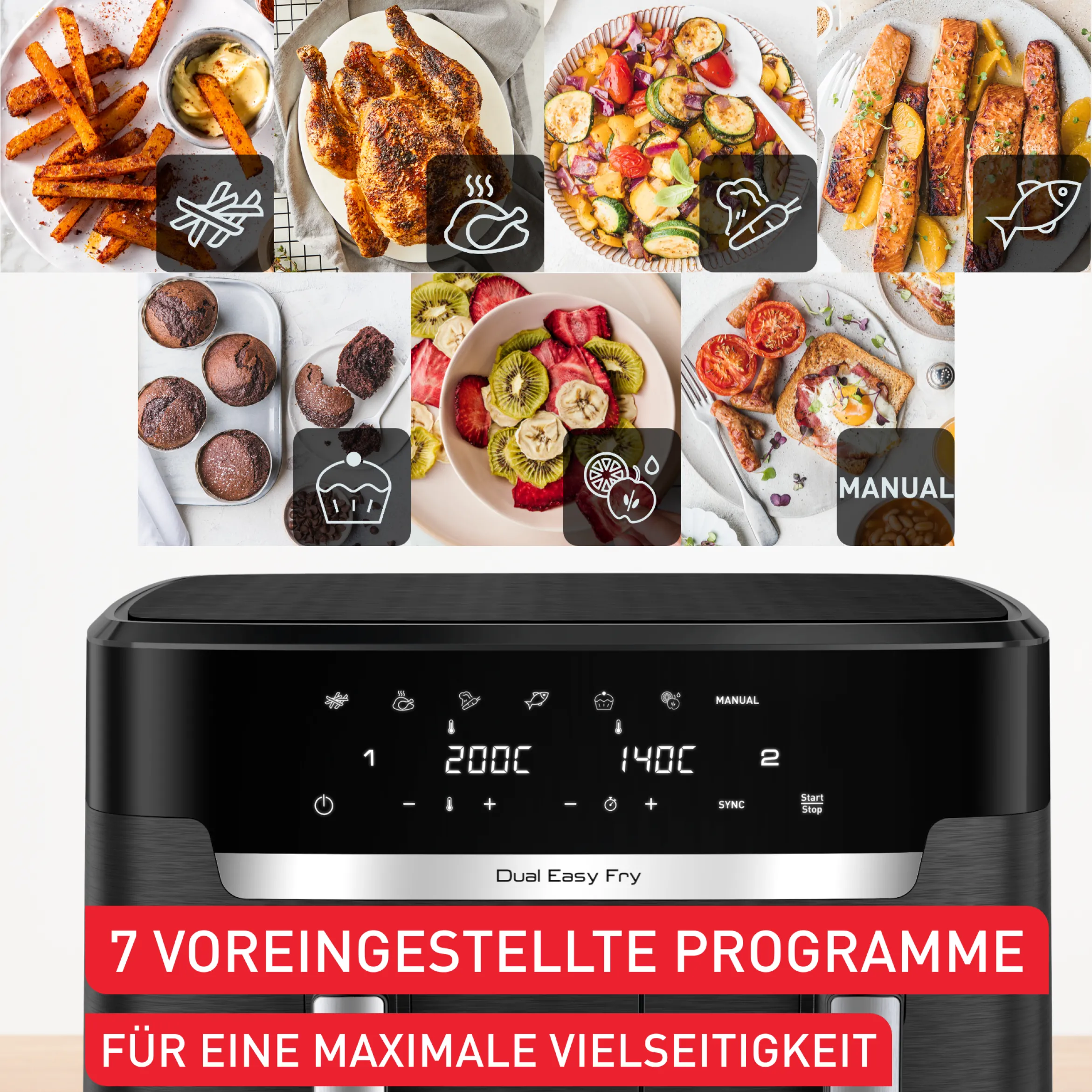 Dual Easy Fry XXL 11L Heißluftfritteuse EY9428