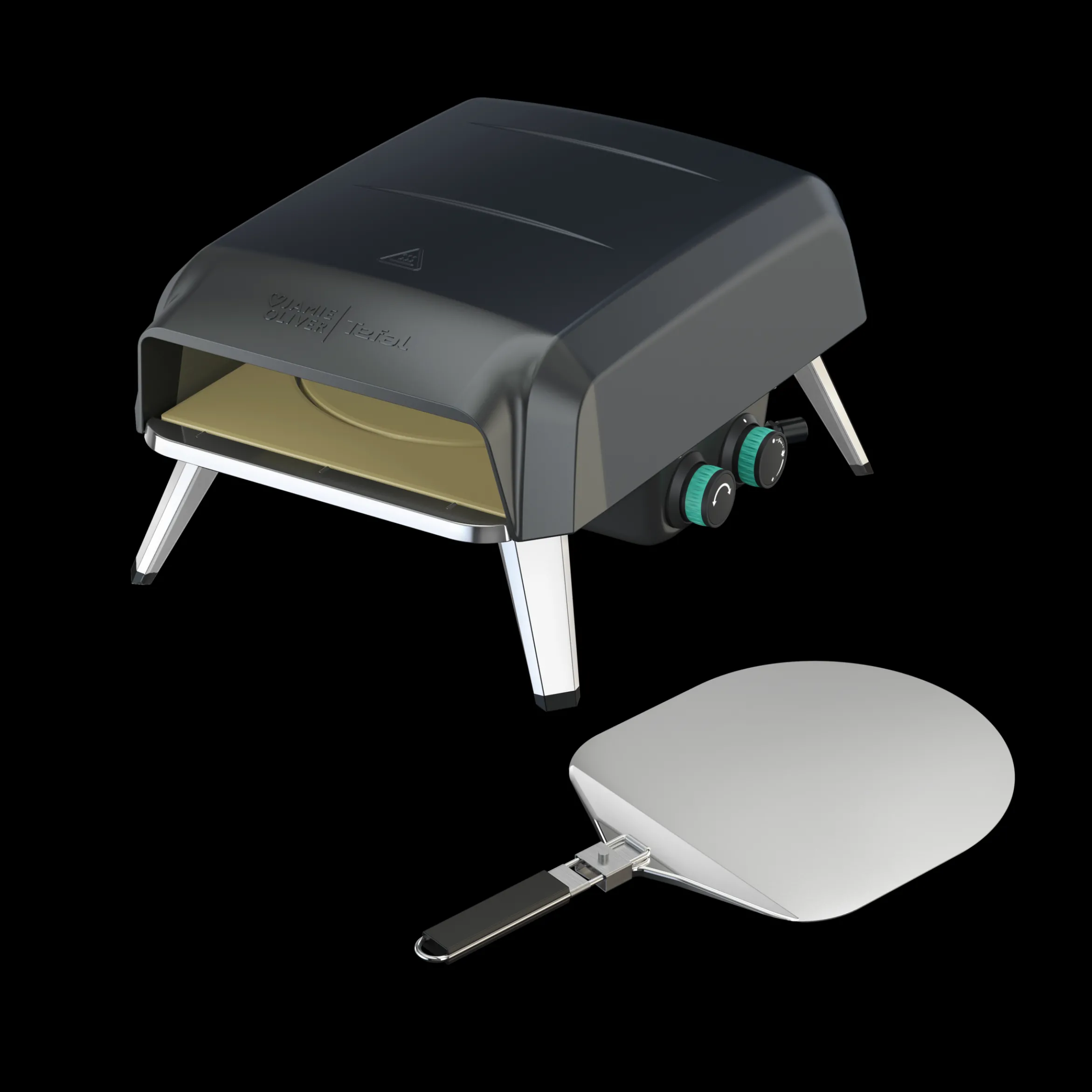 Jamie Oliver by Tefal Pizzaofen für Zuhause, Gas-Pizzaofen, 360° drehbarer Pizzastein